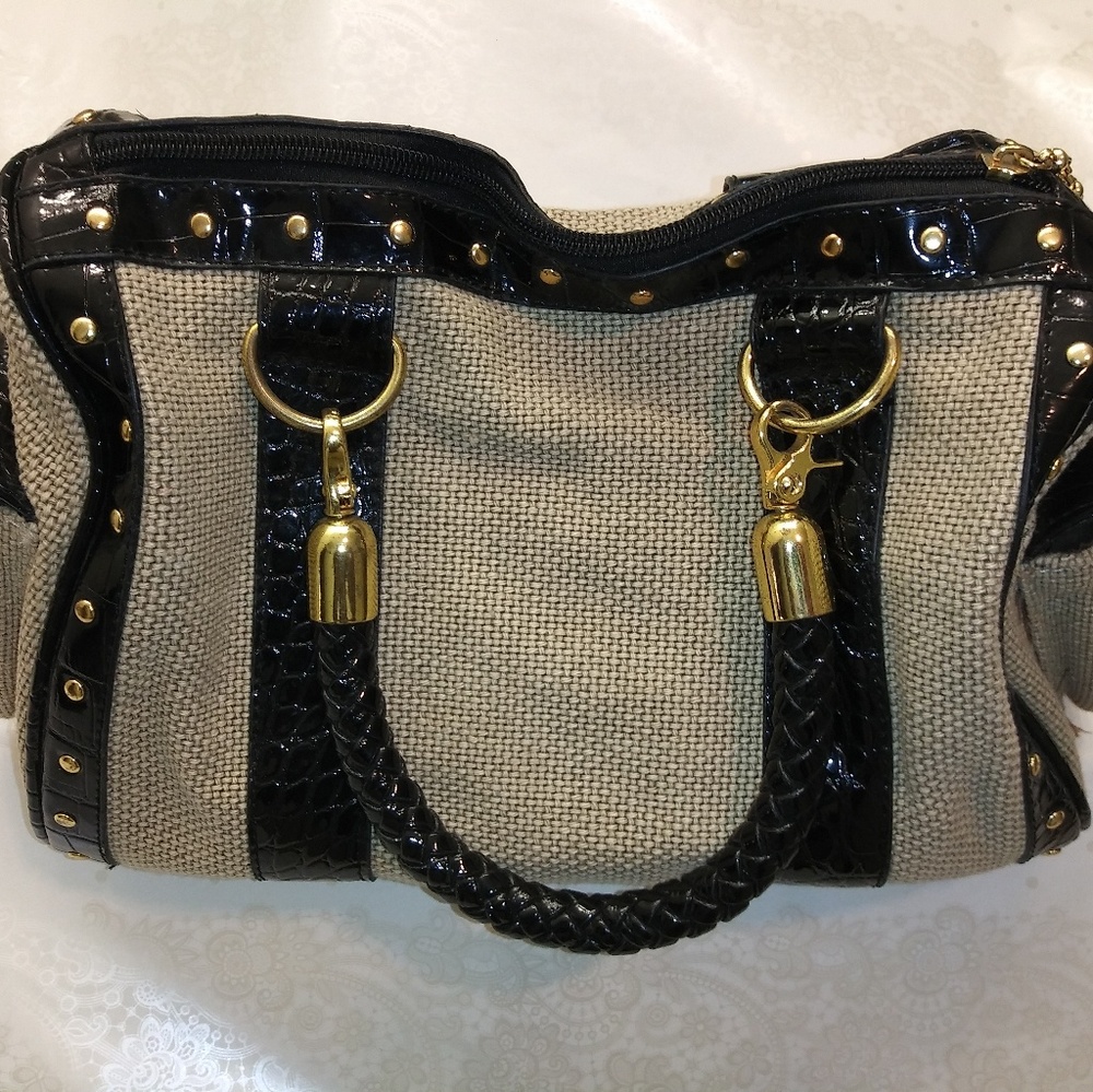 Gold and black purse